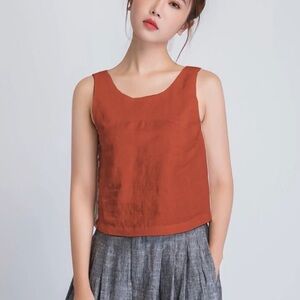 Positively Attitude Burnt Orange Faux Suede Vintage Tank